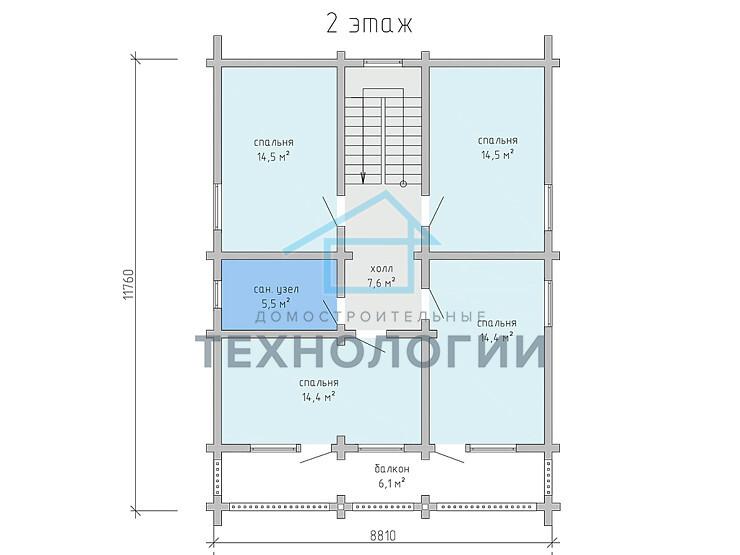 Дом шале из бруса в полтора этажа 12х12 с котельной Тана